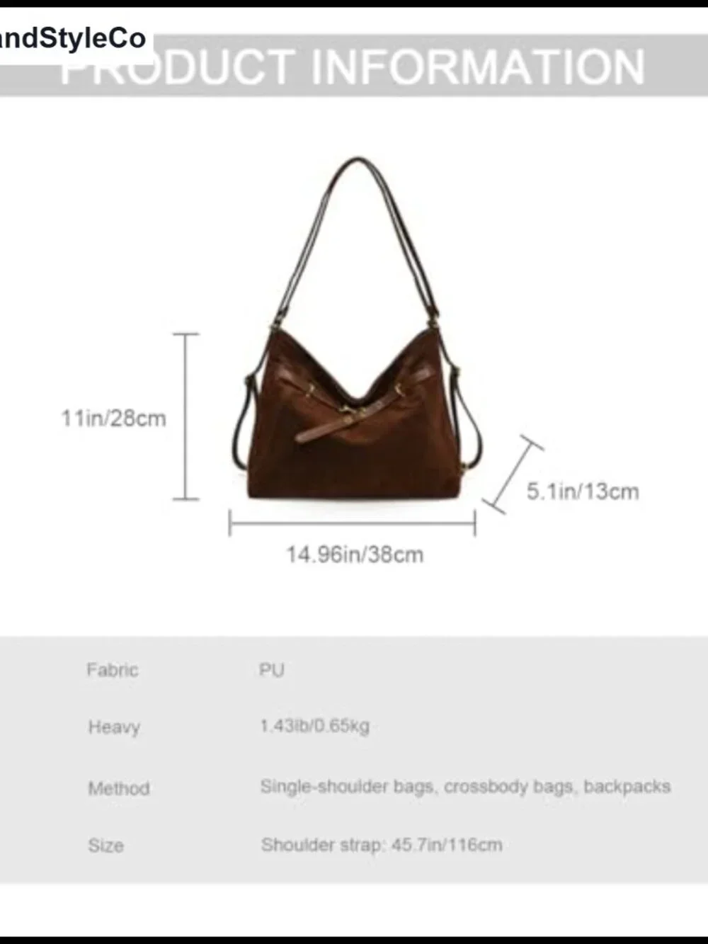Women's Suede Hobo Bag Slouchy Handbag PU Leather Shoulder Bag